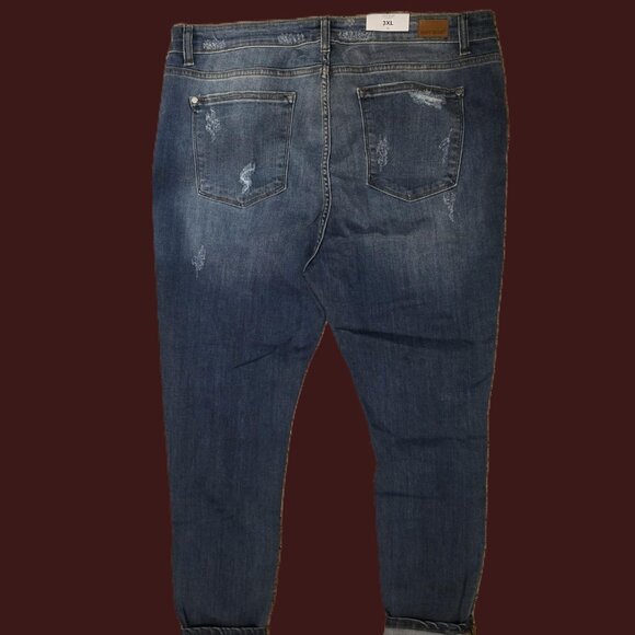 JUDY BLUE Jeans 3XL Women's PLUS Skinny Midrise Distressed Stretch Leopard Print - Picture 4 of 9